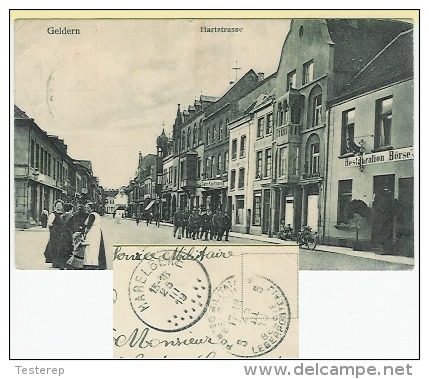 GELDERN HARTstrasse + Belgische Militaire Stempel 23 III 19 + Harelbeke 25.III.19  Soldaten Im Strasse - Geldern