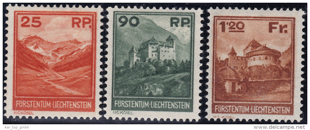 Liechtenstein 1923 Satz Landschaftsbilder Zu#98-100 * Falz - Unused Stamps