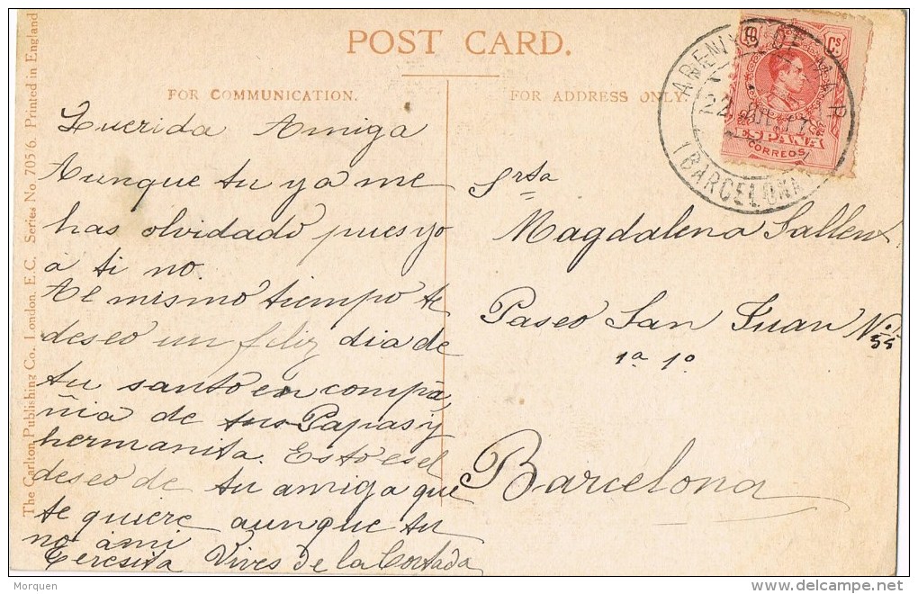 9959. Postal ARENYS De MAR (barcelona) 1917 - Cartas & Documentos