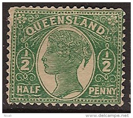 QUEENSLAND 1895 1/2d Green Burele SG 223 HM TQ194 - Ungebraucht