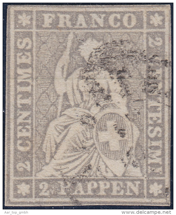 Schweiz 1862 Strubel Zu#21Ga 2Rp Grau Befund Renggli - Usati