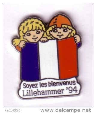 JO  LILLEHAMMER  94  -  Drapeau FRANCE  Soyez Les Bienvenus - Olympische Spelen