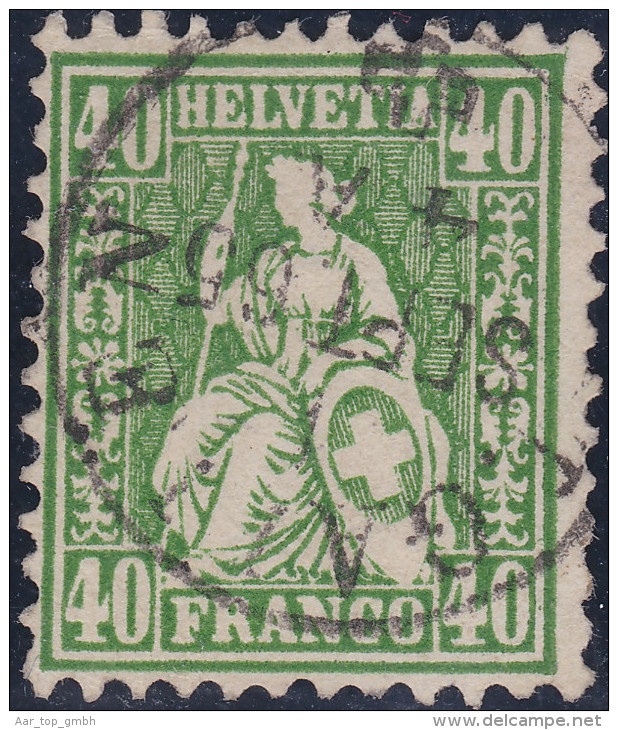 SCHWEIZ 1865-09-01 St.Gallen Auf Zu#34 40Rp Grün Sitzende Helvetia - Gebraucht