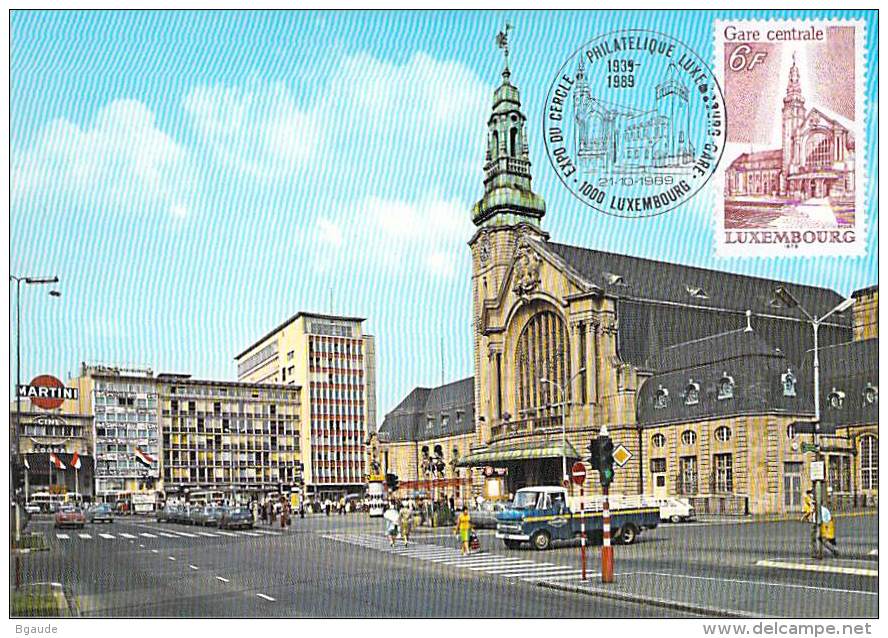 LUXEMBOURG  CARTE  PHILATELIQUE  NUM-YVERT 936 GARE TRAIN CHEMIN DE FER - Maximum Cards