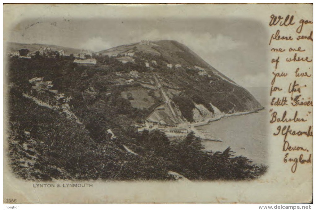 United Kingdom/England - Postcard Precursor Circulated In 1901 - Lynton & Lynmouth - 2/scans - Lynmouth & Lynton