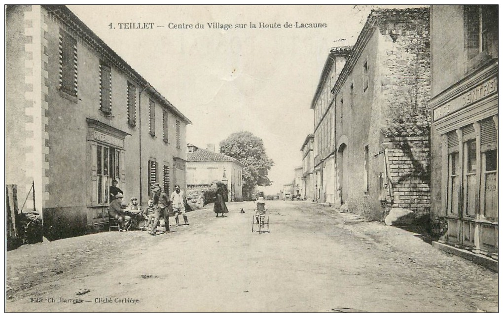 / CPA FRANCE 81 "Teillet, Centre Du Village Sur La Route De Lacaune" - Andere & Zonder Classificatie