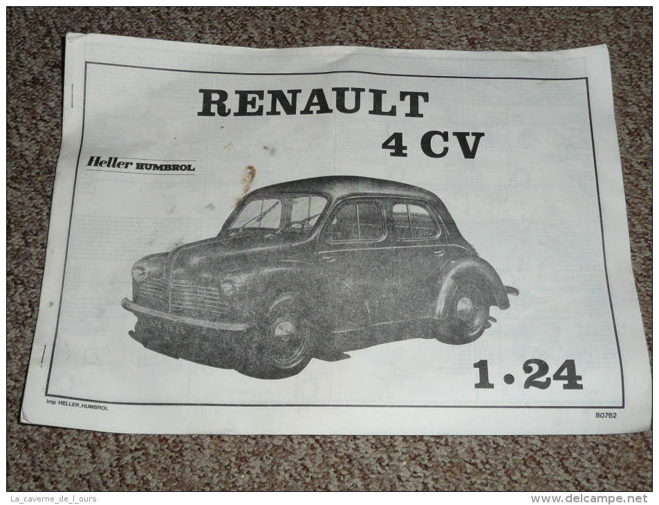 Ancienne Notice De Montage De Maquette Voiture RENAULT 4 CV 1/24e Heller Humbrol Jouet Jeu Ancien 4cv - Altri & Non Classificati