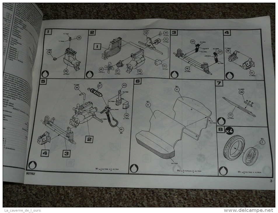 Ancienne Notice De Montage De Maquette Voiture RENAULT 4 CV 1/24e Heller Humbrol Jouet Jeu Ancien 4cv - Autres & Non Classés