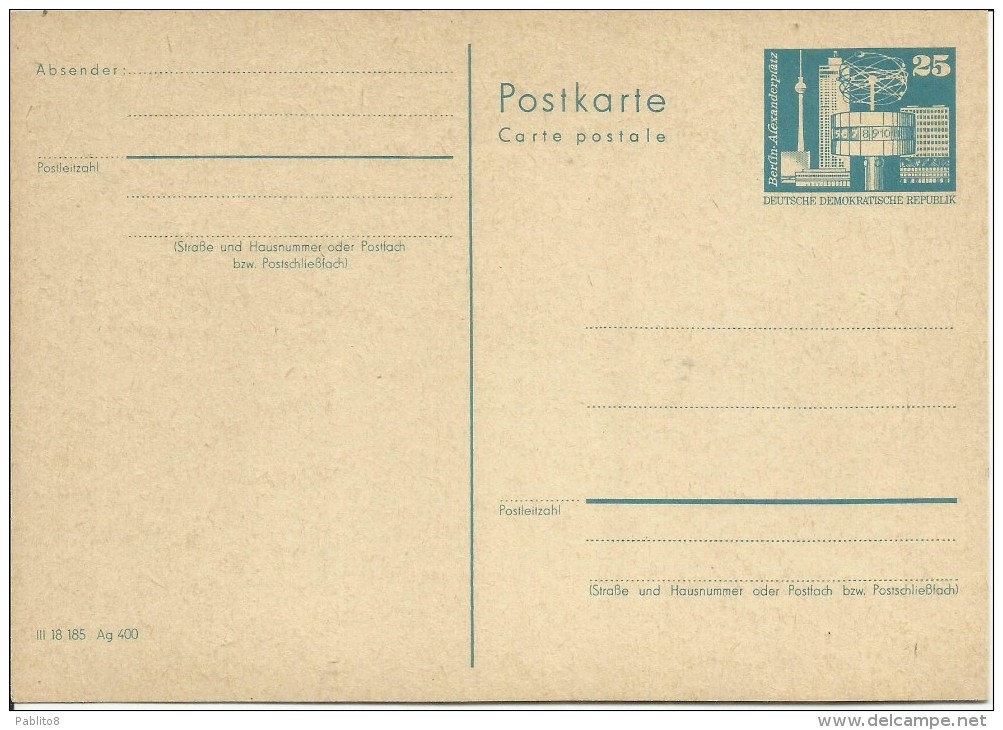 EAST GERMANY POSTKARTE P80 10pf BAUWERKE, BERLIN ALEXANDERPLATZ. HINTERSEITE BLEISTIFT NOTITZ. - Cartes Postales - Neuves