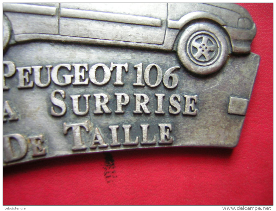 PUBLICITE  PETITE PLAQUE PUBLICITAIRE  PEUGEOT 106 LA SURPRISE DE TAILLE  S I A N  LILLE LE 12 SEPTEMBRE 1991 - Other & Unclassified