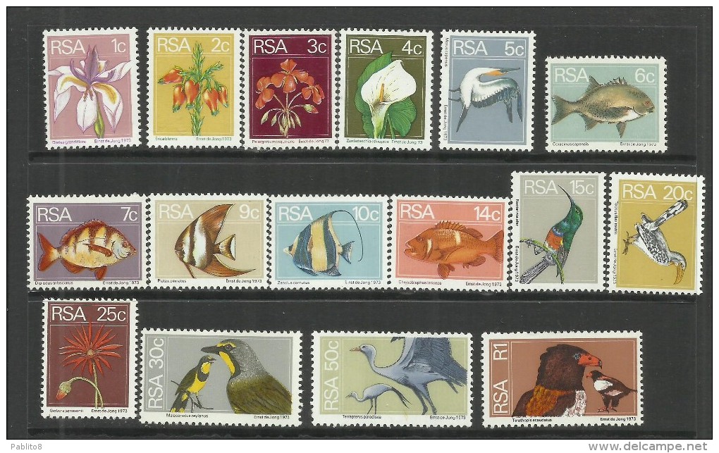 SUD SOUTH AFRICA RSA AFRIQUE 1974 DEFINITIVE STAMPS COMPLETE SET SERIE COMPLETA DI 16 MNH - Neufs