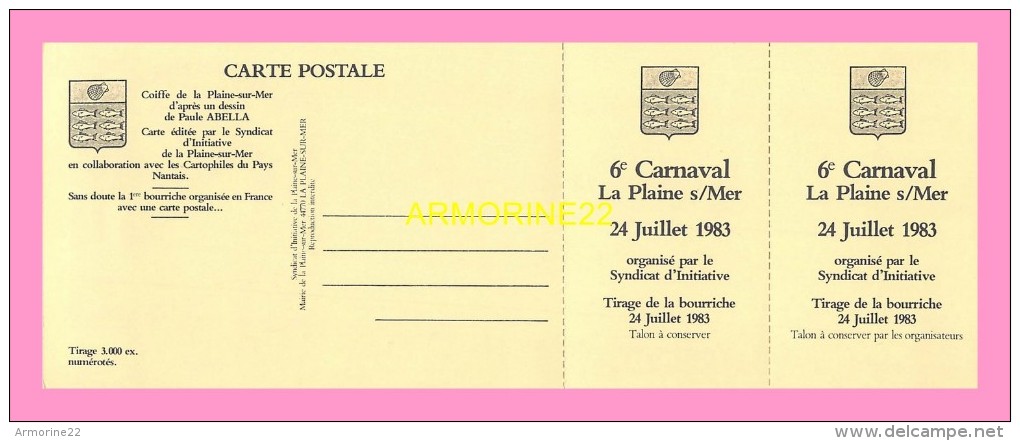 CPM   LA  PLAINE  SUR MER  6eme Carnaval Le 24 Juillet 1983 - La-Plaine-sur-Mer