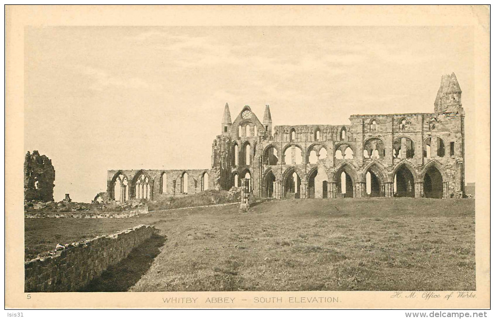 Royaume-Uni - Angleterre - Yorkshire - Whitby Abbey - South Elevation - Abbaye - état - Whitby