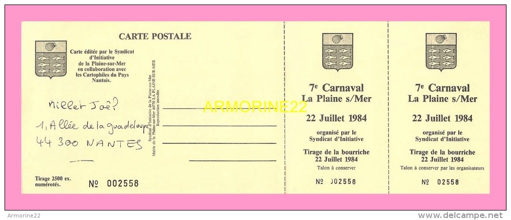 CPM   LA  PLAINE  SUR MER  7eme Carnaval Le 22 Juillet 1984 - La-Plaine-sur-Mer