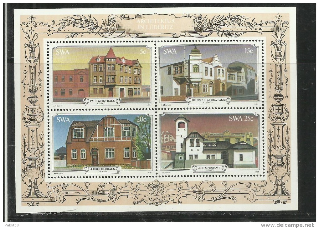 SOUTH AFRICA SUD DURBAN 1981 Architecture Of Luderitz, Buildings ARCHITETTURA EDIFICI SOUVENIR SHEET FOGLIETTO MNH - Blocchi & Foglietti