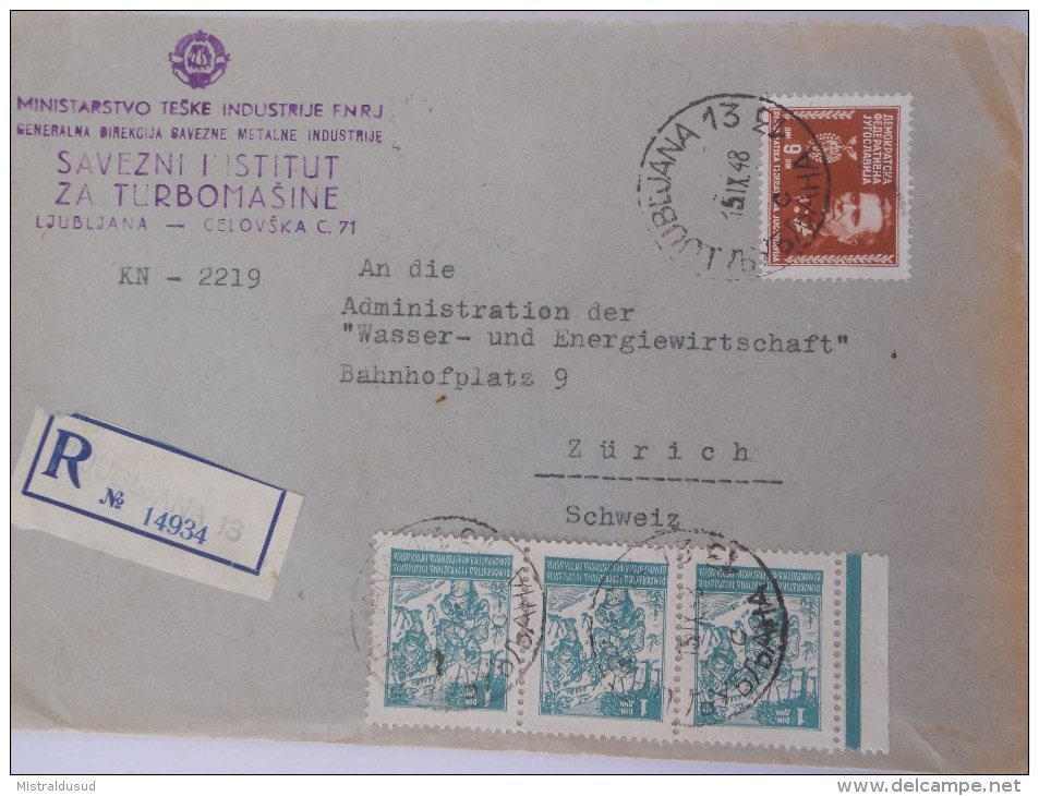 Yougoslavie Lettre Recommande De Ljubljana 1948 Pour Zurich - Covers & Documents