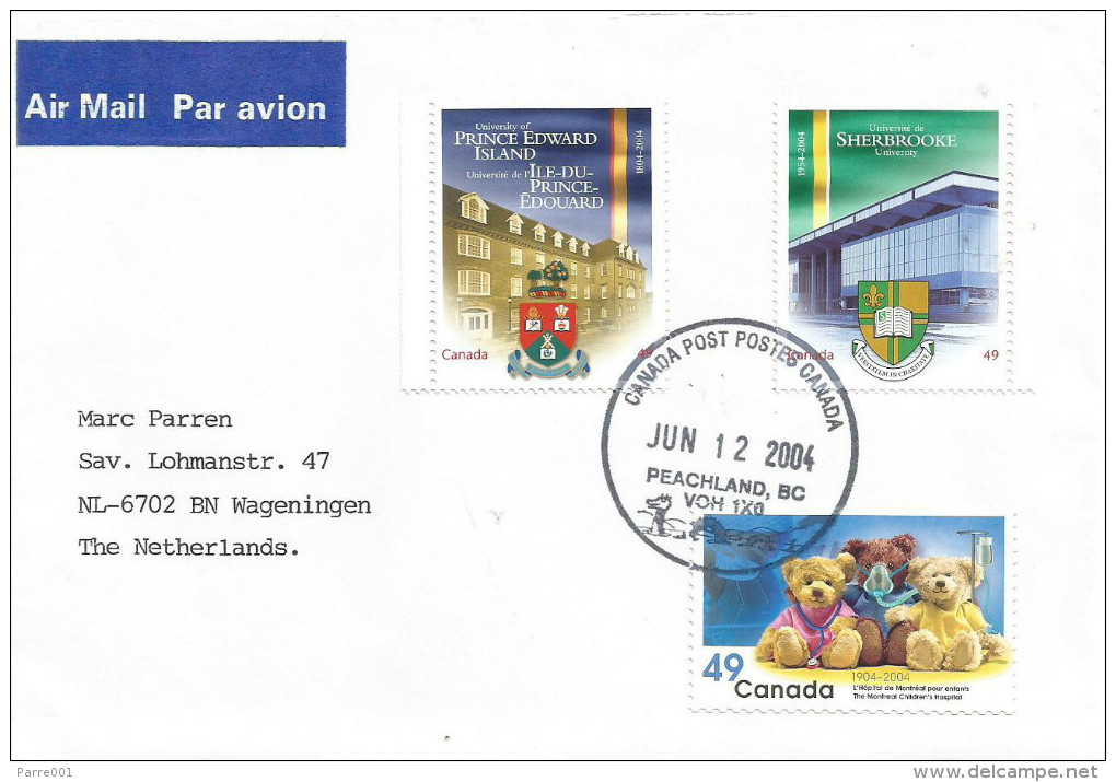 Canada 2004 Peachland Dragon University Education Teddy Bear Children Hospital Cover - Brieven En Documenten