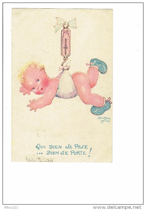 FANTAISIE - La Pesée De Bébé - Illustrateur  Béatrice Mallet - Pèse-personne Balance - 1936 - Couche - Mallet, B.