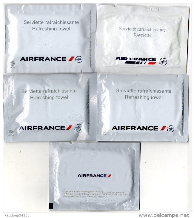 SERVIETTES RAFRAICHISSANTES   AIR FRANCE   (lot De 5) - Advertisements