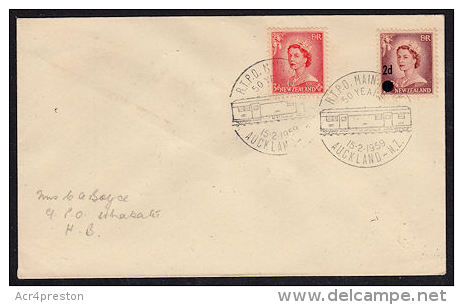 B0401 NEW ZEALAND 1959, 50th Anniv Travelling Post Office (RTPO), Whakatu Backstamp - Covers & Documents