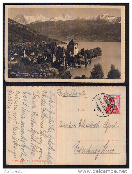 B5165 SWITZERLAND 1912, Railway Post Office (Ambulant, Bahnpost), No Route Number, Train Number 1727. - Bahnwesen