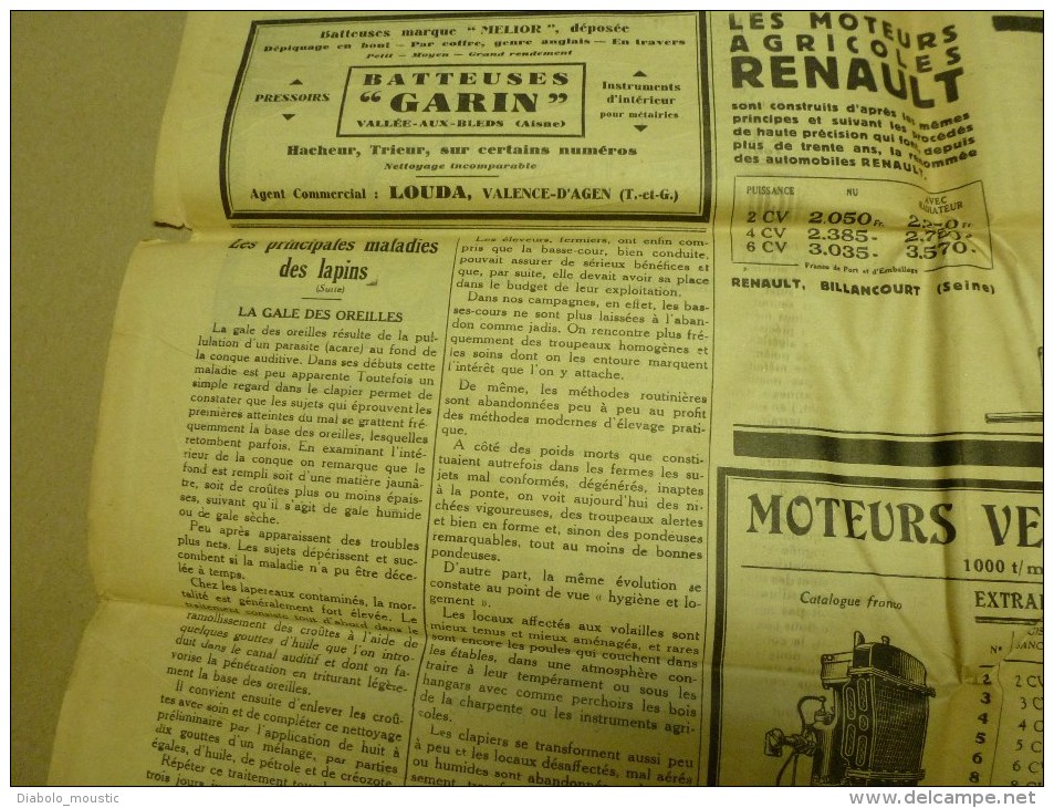 1930 LE BLE, LE VIN journal rare :Toulouse foire aux regrets;CRISE vin et agricole; Lé cadétou dé Bordo-Nobo; La Baïse