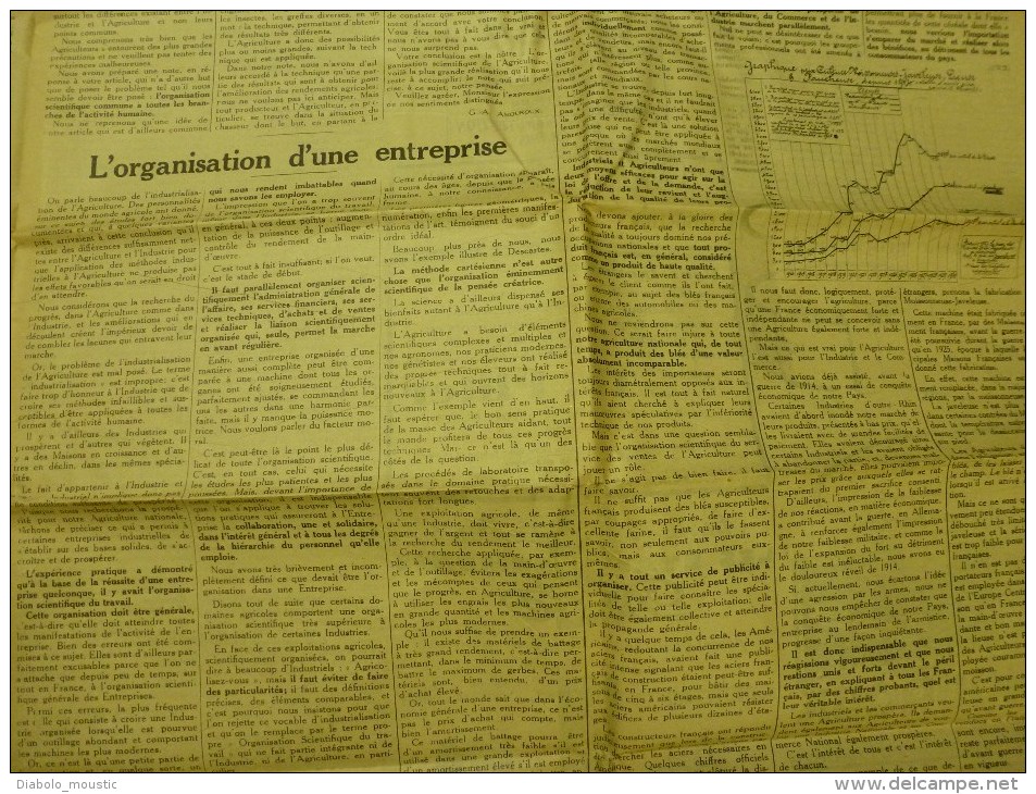 1930 LE BLE, LE VIN journal rare :Toulouse foire aux regrets;CRISE vin et agricole; Lé cadétou dé Bordo-Nobo; La Baïse