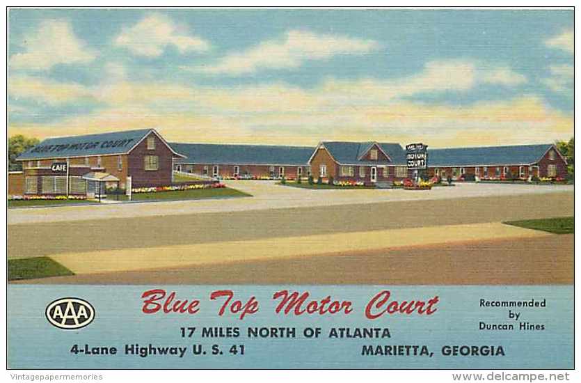 204071-Georgia, Marietta, Blue Top Motor Court, Highway 41, Curteich No 2C-H654 - Marietta