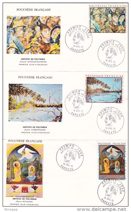 French Polynesia 1971 Paintings Set 5 FDCs - FDC