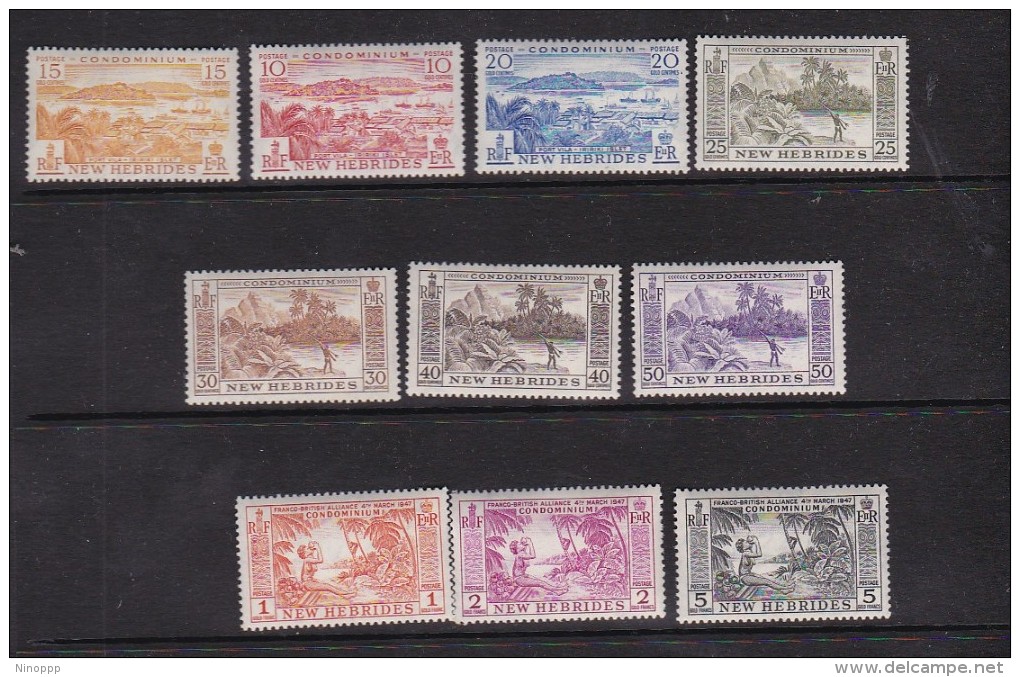 New Hebrides 1957 Definitives 10 Val Mint Hinged - Other & Unclassified