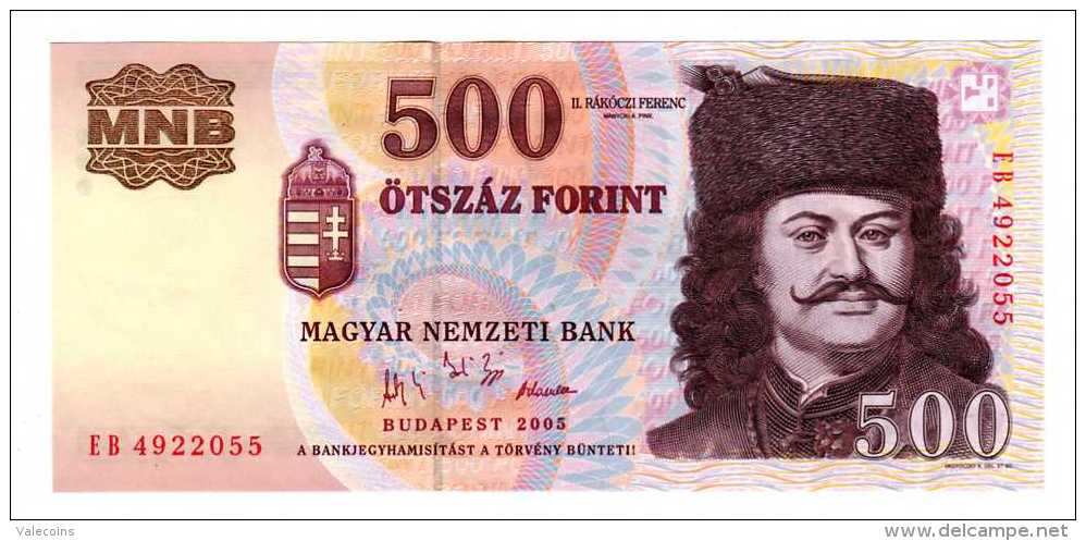 * UNGHERIA HUNGARY UNGARN HUNGRIA - 2005 -  500 Forint - Pick 188 D - UNC - Ungheria