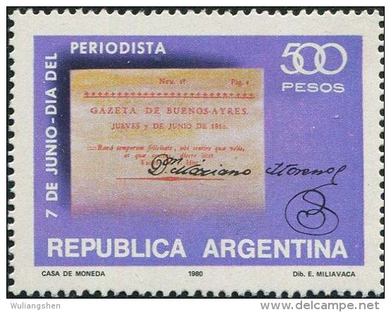 GA0727 Argentina 1980 Journalists Gazette 1v MNH - Neufs