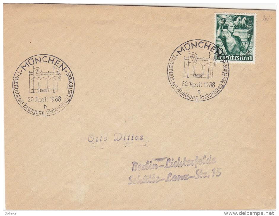 Drapeaux - Torche - Chevaux -  Allemagne - Empire - Document De 1938 - Oblitération München - Briefe U. Dokumente