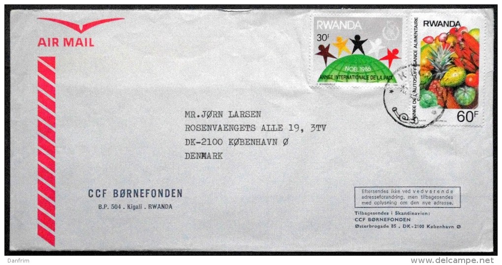 Rwanda Air Mail Cover Sent To Denmark  ( Lot 3670 ) - Sonstige & Ohne Zuordnung