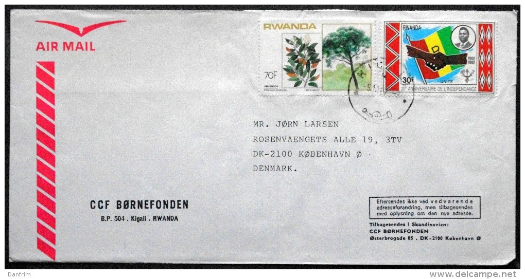 Rwanda Air Mail Cover Sent To Denmark  ( Lot 3671 ) - Autres & Non Classés