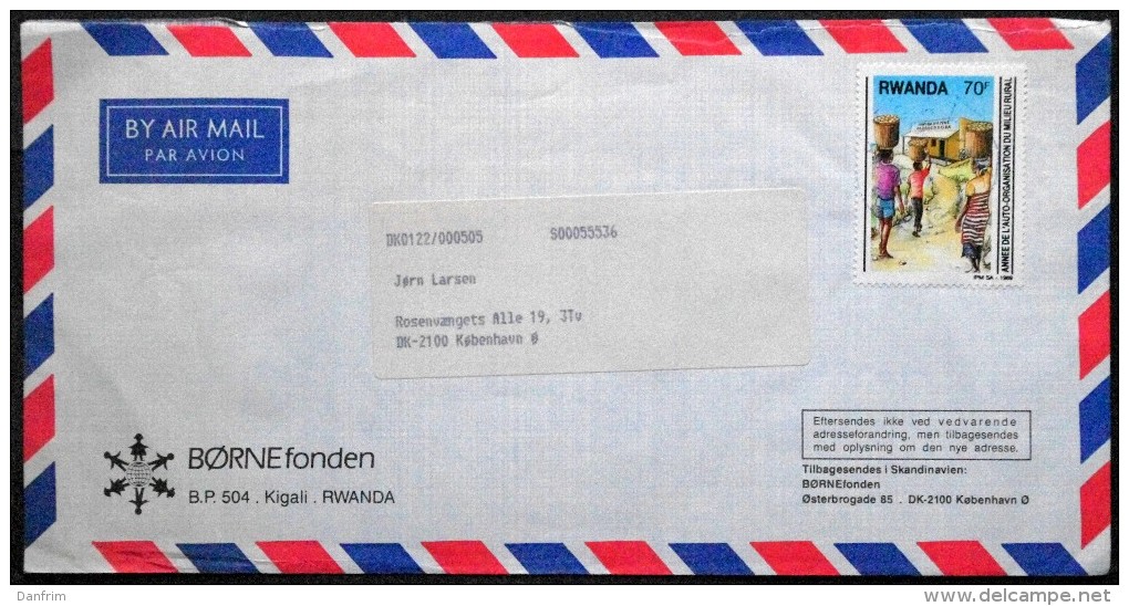 Rwanda Air Mail Cover Sent To Denmark  ( Lot 3675 ) - Sonstige & Ohne Zuordnung