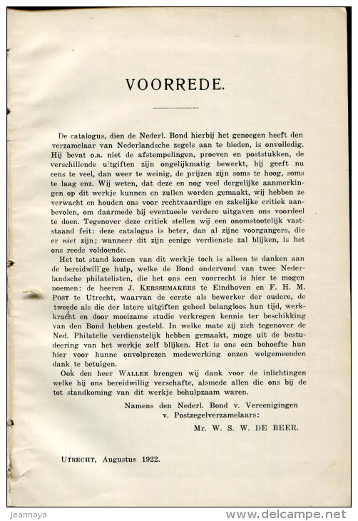 LEIDDRAAD VOOR DEN SPECIAALVERZAMELAAR VAN NEDERLAND, RELIE TOILE DE 98 + 112 PAGES DE 1922 - TB - Pays-Bas