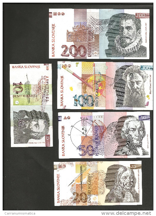 [NC] SLOVENIA - BANKA SLOVENIJE - 10 / 20 / 50 / 100 / 200 TOLARJEV (1992) - LOT Of 5 DIFFERENT BANKNOTES - Slovénie