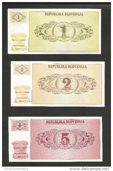 [NC] SLOVENIA - REPUBLIKA SLOVENIJA - 1 / 2 / 5 / 10 / 50 TOLARJEV (1990) - LOT Of 5 DIFFERENT BANKNOTES - Slovenia