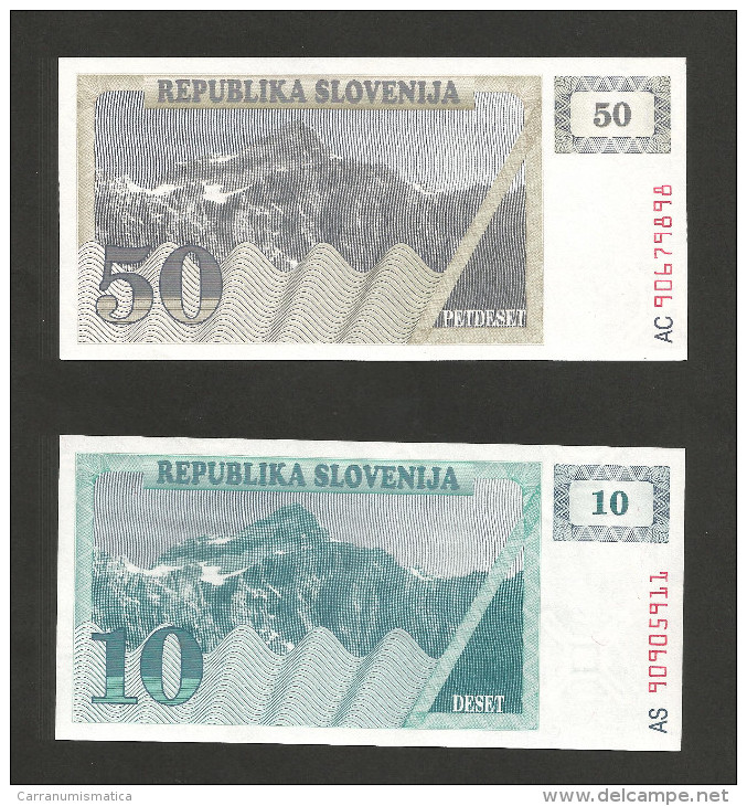 [NC] SLOVENIA - REPUBLIKA SLOVENIJA - 1 / 2 / 5 / 10 / 50 TOLARJEV (1990) - LOT Of 5 DIFFERENT BANKNOTES - Slovénie