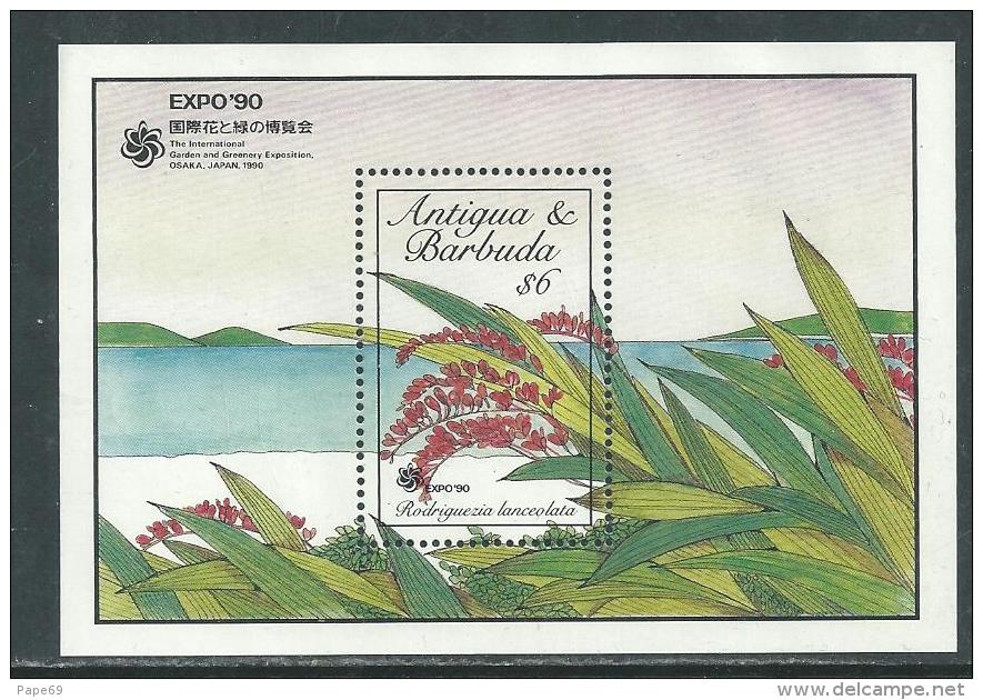 Antigua BF N° 178  XX "Expo´90", Exposition Florale Internatiuonale à Osaka ( II ), Le Bloc Sans Charnière, TB - 1960-1981 Autonomie Interne