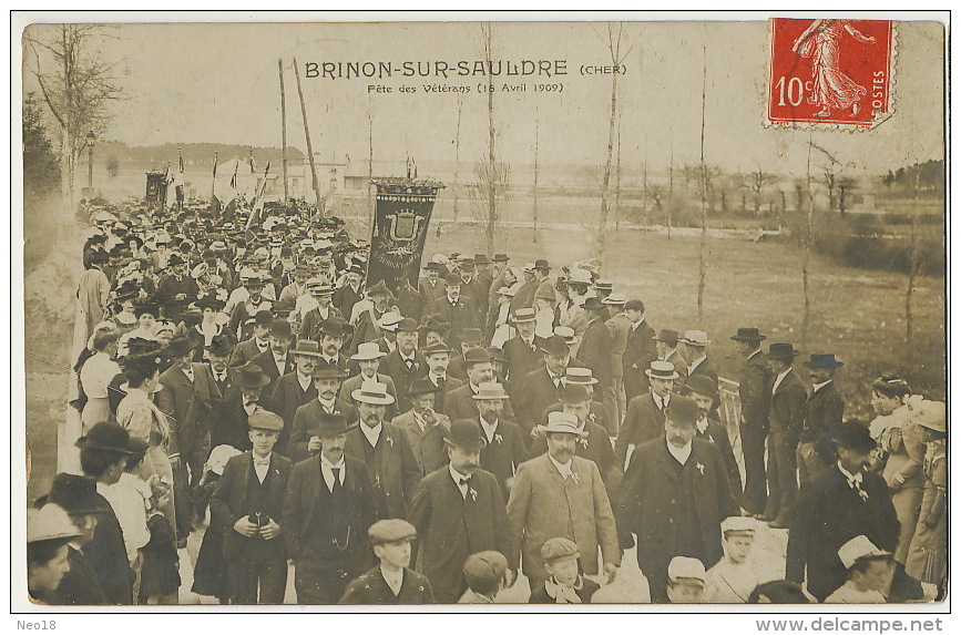 Brinon Sur Sauldre Fete Des Veterans Guerre 1870  18/4/1909 Fanfare Aubigny Sur Nere 1889 - Brinon-sur-Sauldre