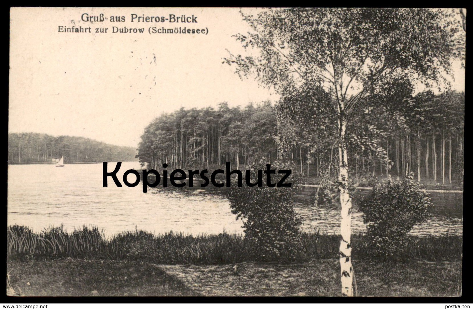 ALTE POSTKARTE GRUSS AUS PRIEROS-BRÜCK EINFAHRT ZUR DUBROW SCHMÖLDESEE Heidesee PierosbrückAK Ansichtskarte - Brück