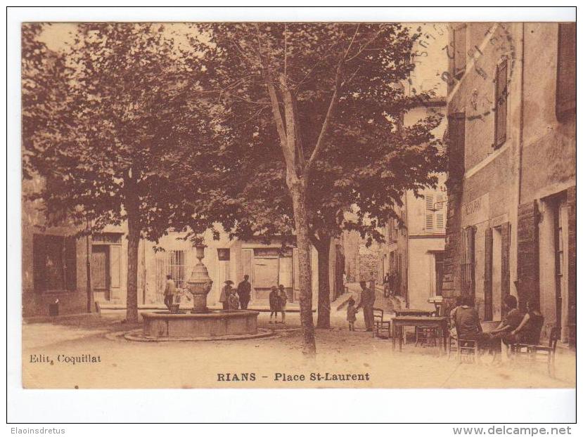 Rians (83) - Place Saint-Laurent. Bon état (sauf Coin Gauche En Bas Corné), A Circulé, Sépia. - Rians