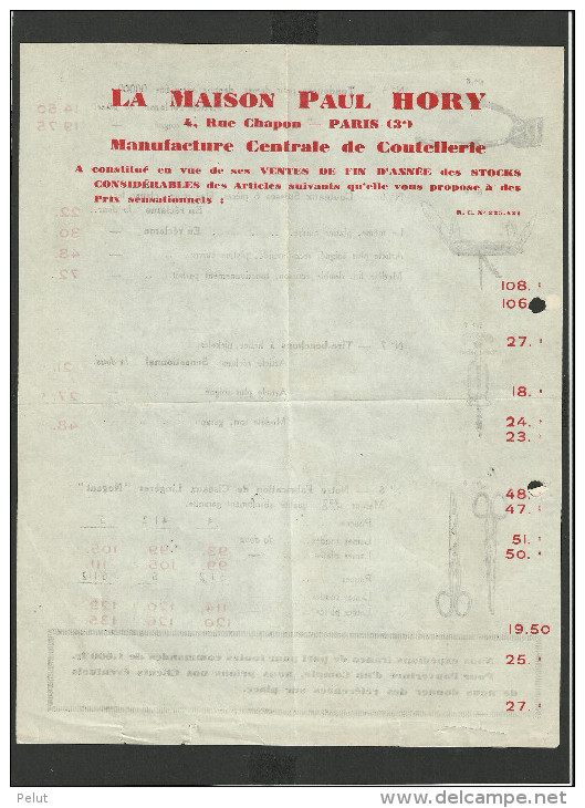 Papier En-tête Manufacture Centrale De Coutellerie - 1800 – 1899