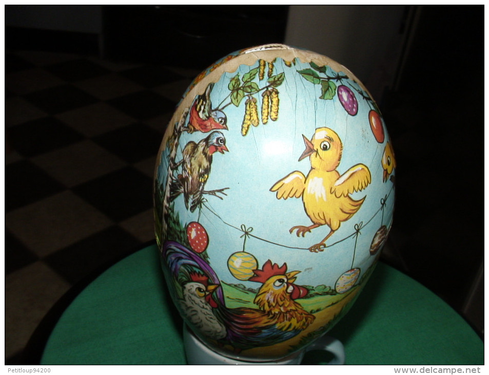 *OEUF DE PAQUES GERMANY Papier Maché  POULE LAPIN OEUF 15cmx9,5cm *NESTLER GERMAN EASTER EGG Paper Mache RABBIT EGG - Eggs