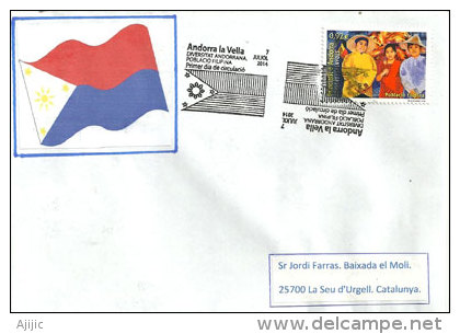 Hommage à La Population Philippine D'Andorre. Une Lettre FDC D'Andorre Español Adressée En Catalogne. - Lettres & Documents