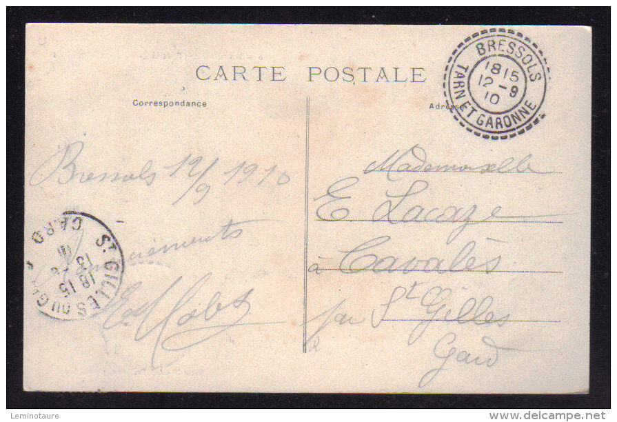 Cachet Facteur Boitier BRESSOLS - TARN ET GARONNE / Carte Postale Concordante  1910 - Manual Postmarks