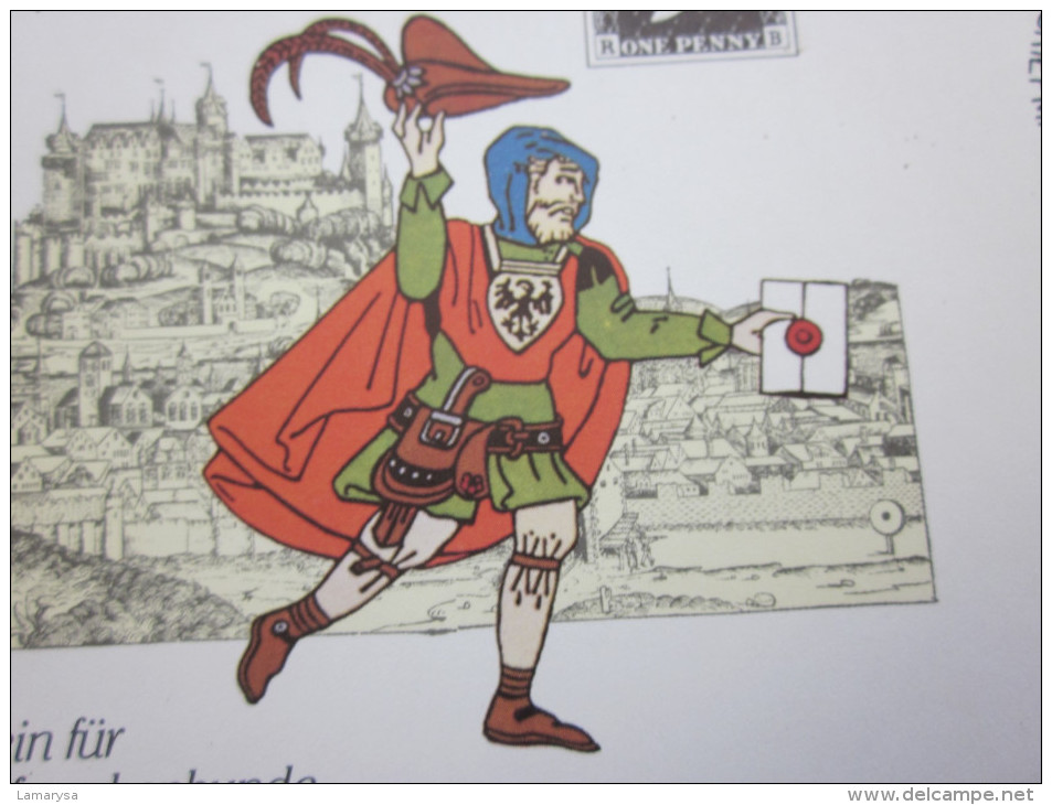 Deutsche Bundespost Allemagne Entiers Postaux  Wurzburg  8/4/1990 > 500 Jahre Post >> One Penny > 6..5.1840 - Geïllustreerde Postkaarten - Gebruikt