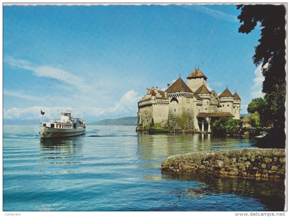 SUISSE,SWITZERLAND,SWISS, HELVETIA,SCHWEIZ,SVIZZERA ,MONTREUX EN 1968,VAUD,RIVIERA PAYS D´ENHAUT,chateau Chillon,lac Lém - Montreux